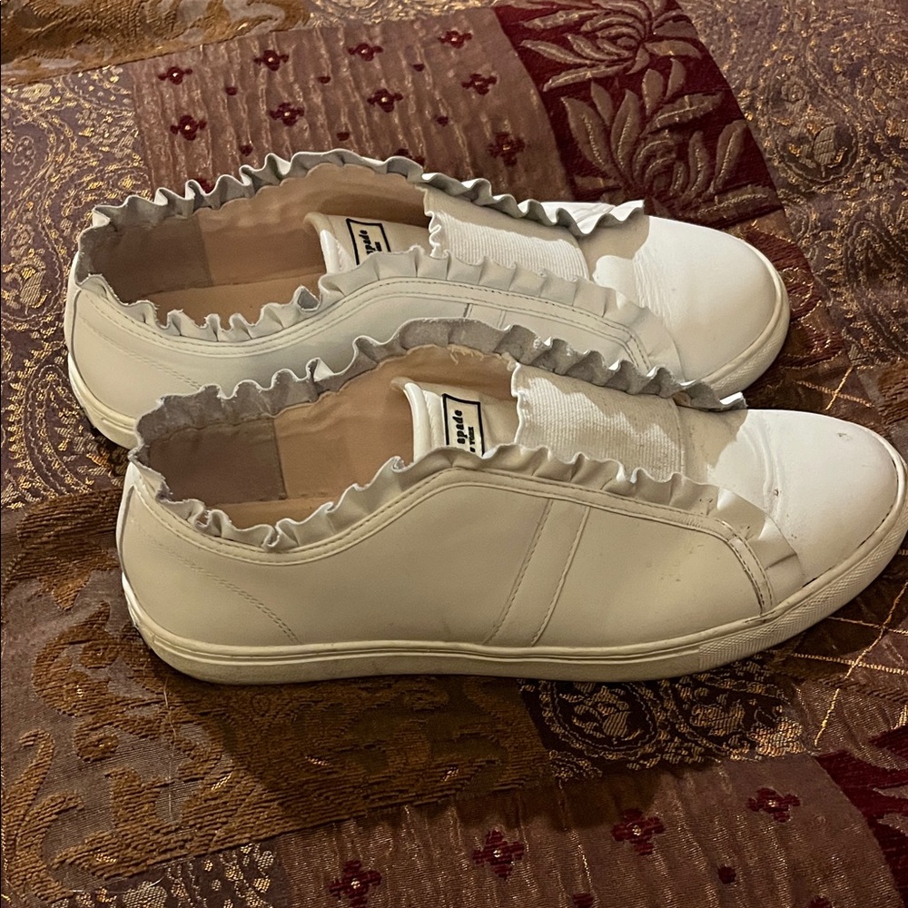 Kate Spade White Ruffled Sneakers